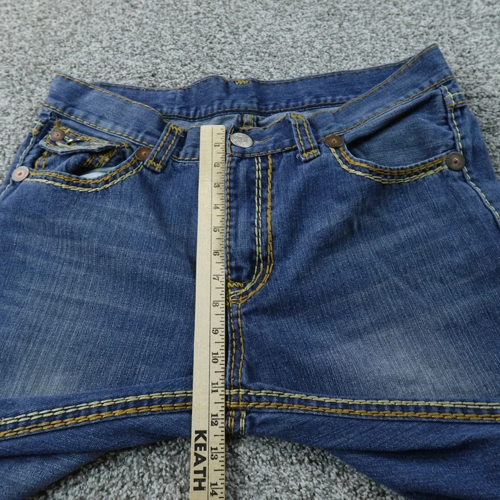True Religion Jeans Mens 38X34 Dark Blue Denim Pants Geno Super‎ T Thick Stitch